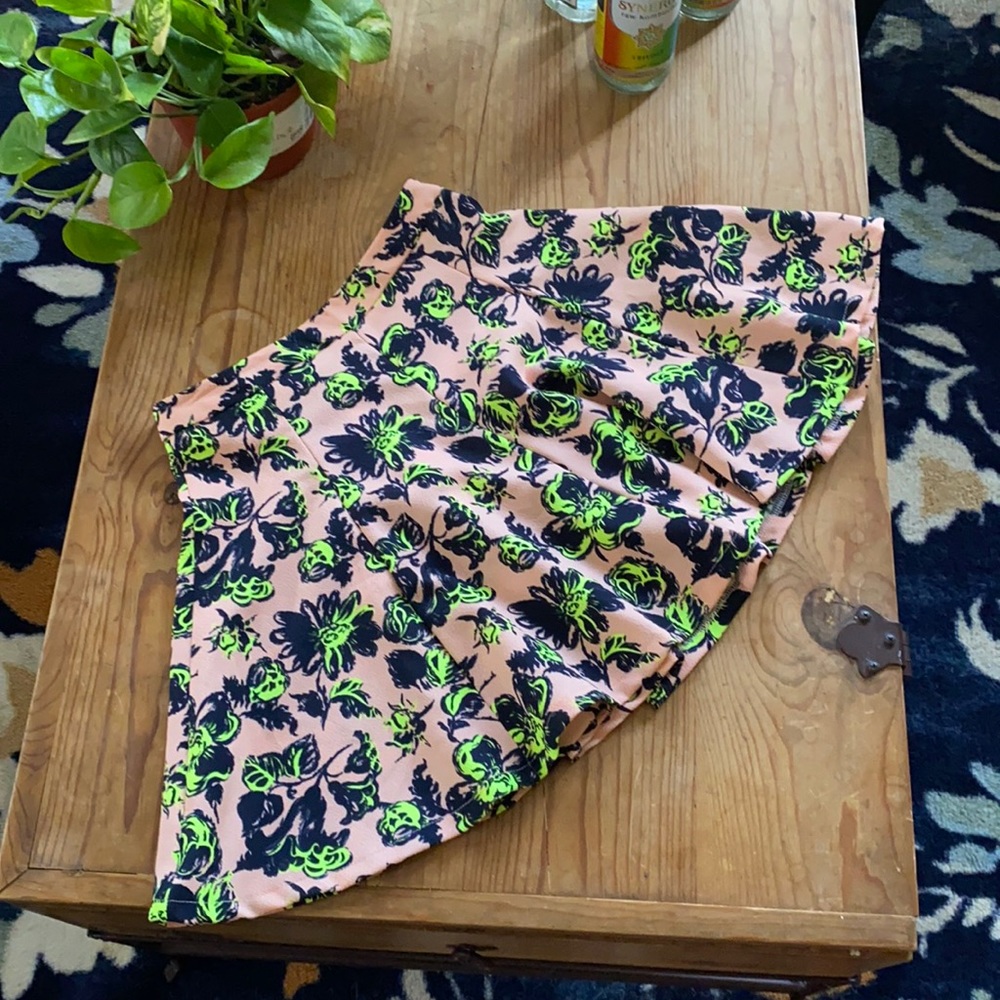 Lush neon floral skirt XS